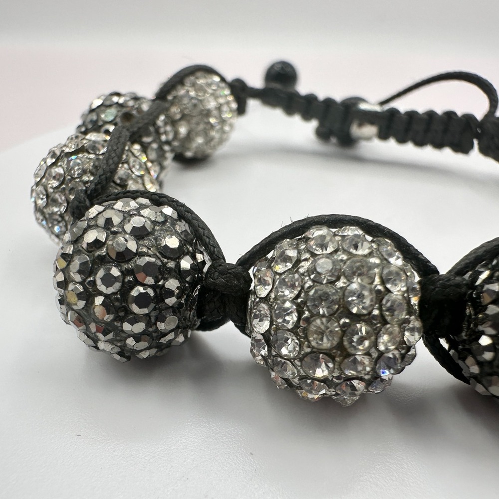 Vintage 90s Disco Ball Clear Rhinestone Bracelet Shamballa Women's Jewelry 90s